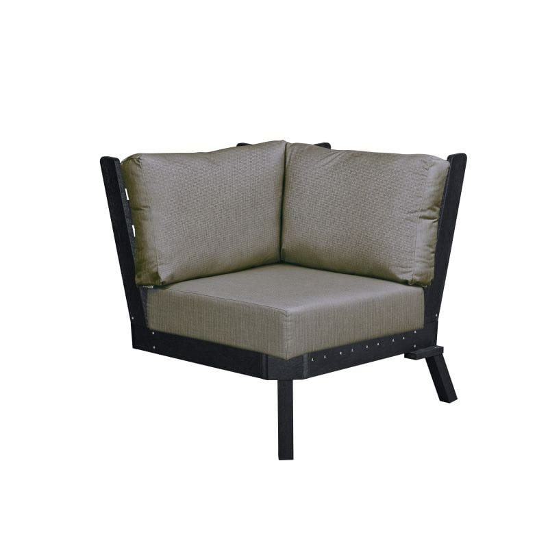 CRP Outdoor Living > Patio Furniture > Deep Seating Black / Bliss Smoke C.R. Plastic Products Tofino Deep Seating Sectional Corner with Sunbrella Cushions