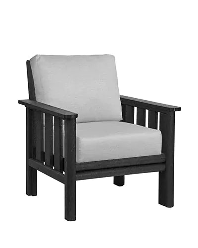 CRP Outdoor Living > Patio Furniture > Deep Seating Black / Canvas Granite C.R. Plastic Products Stratford Deep Seating Arm Chair with Sunbrella Fabric Cushions