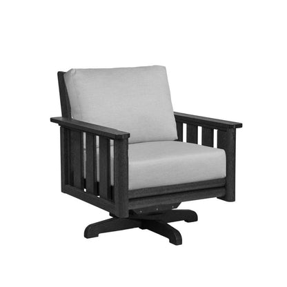 CRP Outdoor Living > Patio Furniture > Deep Seating Black / Canvas Granite C.R. Plastic Products Stratford Deep Seating Swivel Chair with Sunbrella Cushions