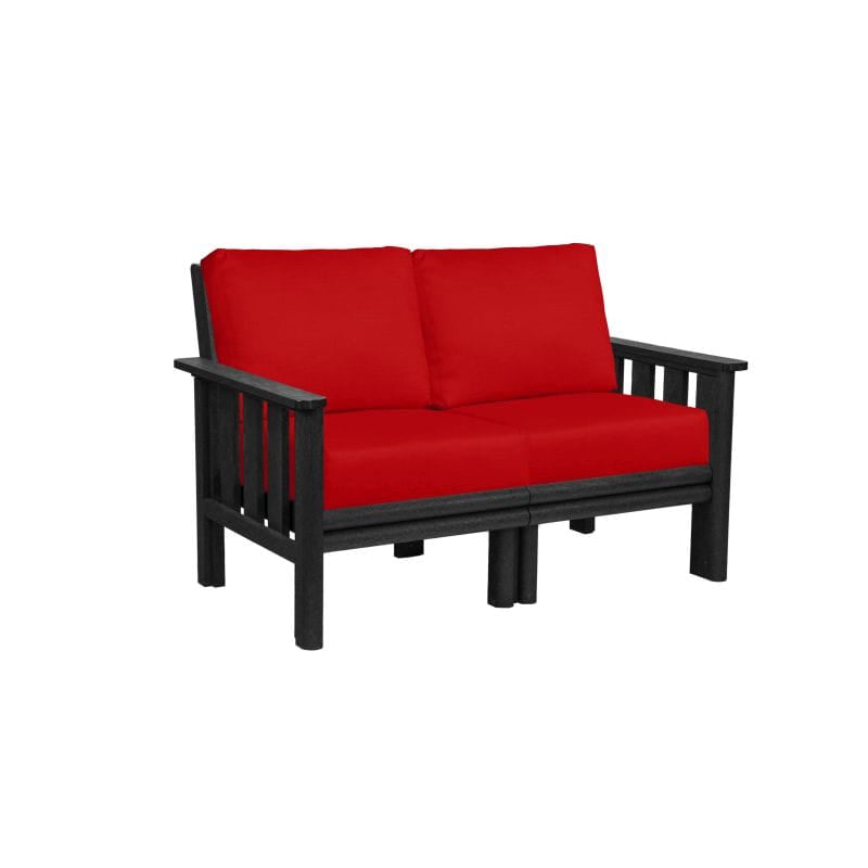 CRP Outdoor Living > Patio Furniture > Deep Seating Black / Canvas Jockey Red C.R. Plastic Products Stratford Deep Seating Loveseat with Sunbrella Cushions