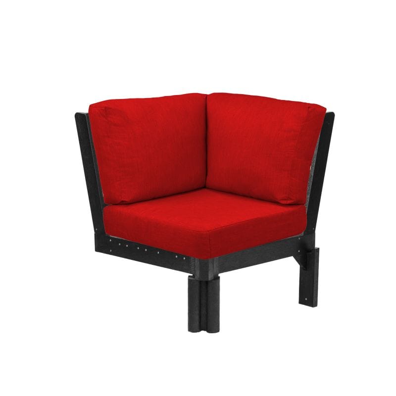 CRP Outdoor Living > Patio Furniture > Deep Seating Black / Canvas Jockey Red C.R. Plastic Products Stratford Deep Seating Sectional Corner Piece With Sunbrella Cushions