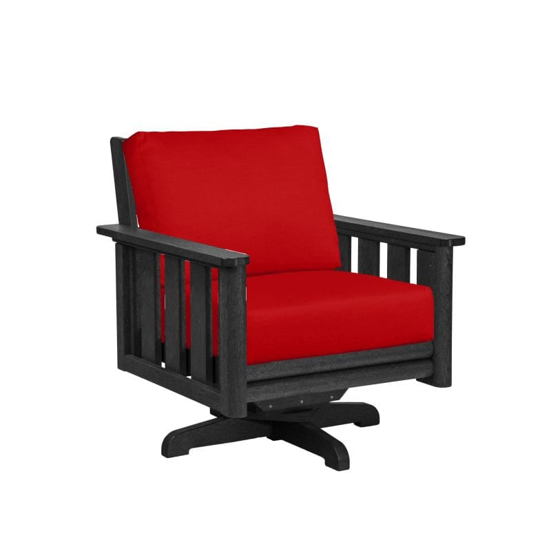 CRP Outdoor Living > Patio Furniture > Deep Seating Black / Canvas Jockey Red C.R. Plastic Products Stratford Deep Seating Swivel Chair with Sunbrella Cushions