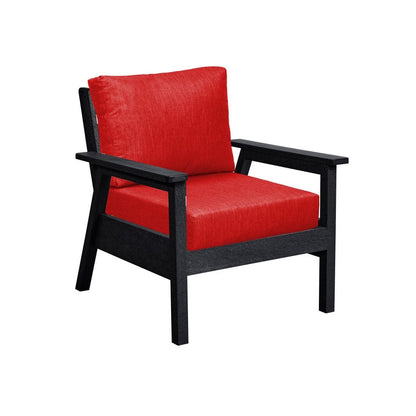 CRP Outdoor Living > Patio Furniture > Deep Seating Black / Canvas Jockey Red C.R. Plastic Products Tofino Arm Chair with Sunbrella Cushions