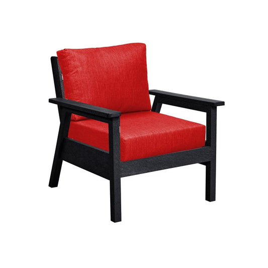CRP Outdoor Living > Patio Furniture > Deep Seating Black / Canvas Jockey Red C.R. Plastic Products Tofino Arm Chair with Sunbrella Cushions