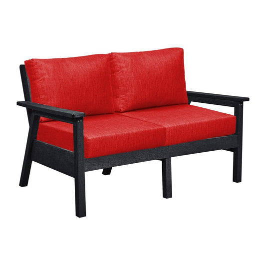 CRP Outdoor Living > Patio Furniture > Deep Seating Black / Canvas Jockey Red C.R. Plastic Products Tofino Deep Seating  Love Seat with Sunbrella Cushions