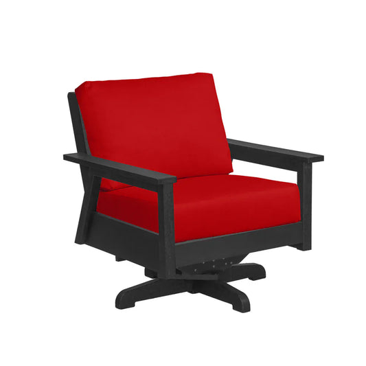 CRP Outdoor Living > Patio Furniture > Deep Seating Black / Canvas Jockey Red C.R. Plastic Products Tofino Swivel Chair with Sunbrella Cushions