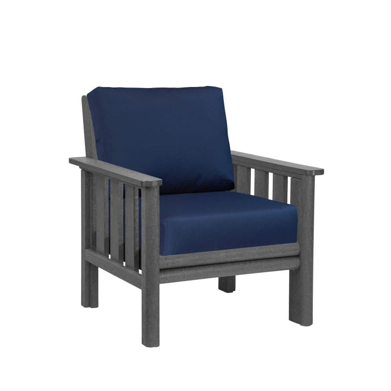 CRP Outdoor Living > Patio Furniture > Deep Seating Black / Canvas Navy C.R. Plastic Products Stratford Deep Seating Arm Chair with Sunbrella Fabric Cushions
