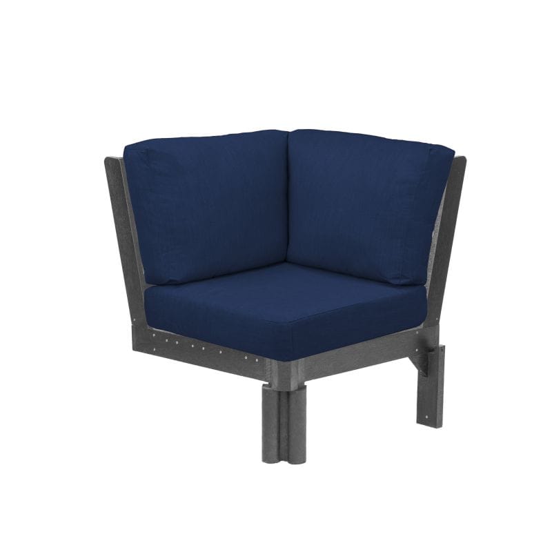 CRP Outdoor Living > Patio Furniture > Deep Seating Black / Canvas Navy C.R. Plastic Products Stratford Deep Seating Sectional Corner Piece With Sunbrella Cushions