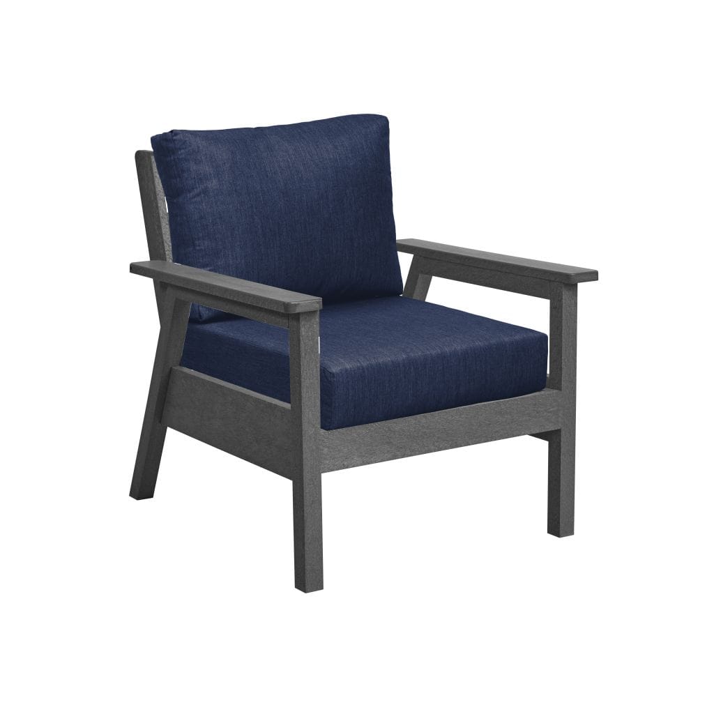 CRP Outdoor Living > Patio Furniture > Deep Seating Black / Canvas Navy C.R. Plastic Products Tofino Arm Chair with Sunbrella Cushions