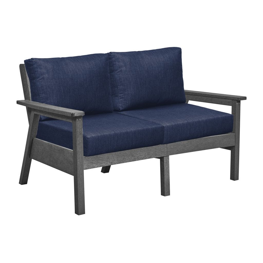 CRP Outdoor Living > Patio Furniture > Deep Seating Black / Canvas Navy C.R. Plastic Products Tofino Deep Seating  Love Seat with Sunbrella Cushions
