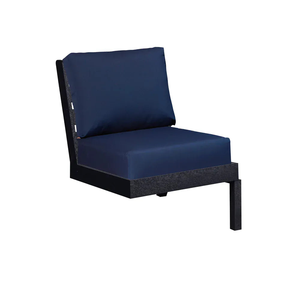 CRP Outdoor Living > Patio Furniture > Deep Seating Black / Canvas Navy C.R. Plastic Products Tofino Deep Seating Modular Expansion with Sunbrella Cushions
