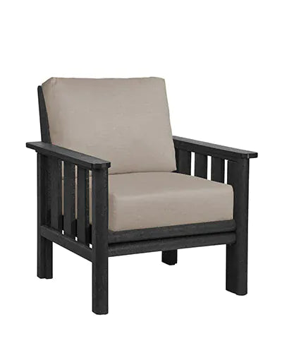 CRP Outdoor Living > Patio Furniture > Deep Seating Black / Cast Ash C.R. Plastic Products Stratford Deep Seating Arm Chair with Sunbrella Fabric Cushions