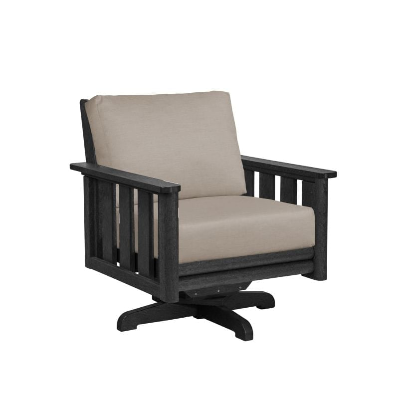 CRP Outdoor Living > Patio Furniture > Deep Seating Black / Cast Ash C.R. Plastic Products Stratford Deep Seating Swivel Chair with Sunbrella Cushions