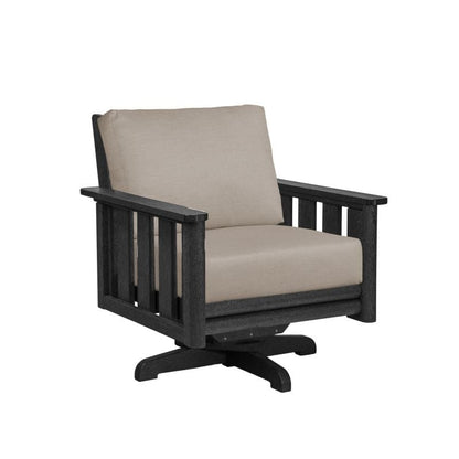 CRP Outdoor Living > Patio Furniture > Deep Seating Black / Cast Ash C.R. Plastic Products Stratford Deep Seating Swivel Chair with Sunbrella Cushions