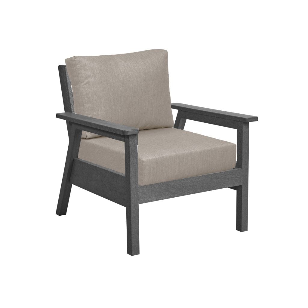 CRP Outdoor Living > Patio Furniture > Deep Seating Black / Cast Ash C.R. Plastic Products Tofino Arm Chair with Sunbrella Cushions