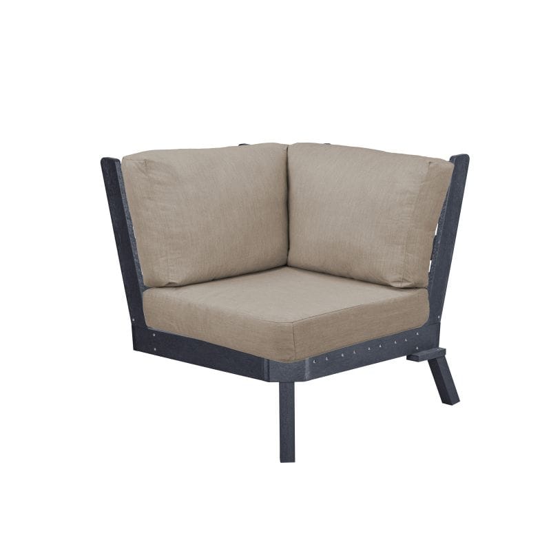 CRP Outdoor Living > Patio Furniture > Deep Seating Black / Cast Ash C.R. Plastic Products Tofino Deep Seating Sectional Corner with Sunbrella Cushions
