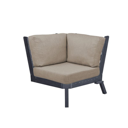 CRP Outdoor Living > Patio Furniture > Deep Seating Black / Cast Ash C.R. Plastic Products Tofino Deep Seating Sectional Corner with Sunbrella Cushions
