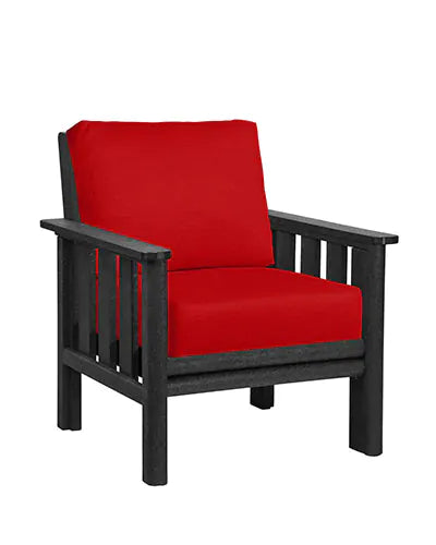 CRP Outdoor Living > Patio Furniture > Deep Seating Black / Jockey Red C.R. Plastic Products Stratford Deep Seating Arm Chair with Sunbrella Fabric Cushions