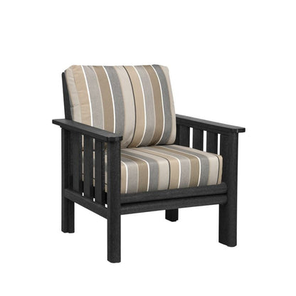 CRP Outdoor Living > Patio Furniture > Deep Seating Black / Milano Char C.R. Plastic Products Stratford Deep Seating Arm Chair with Sunbrella Fabric Cushions
