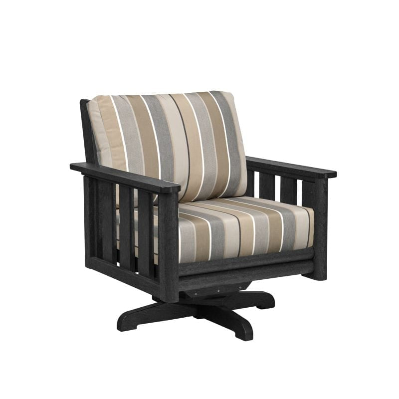 CRP Outdoor Living > Patio Furniture > Deep Seating Black / Milano Char C.R. Plastic Products Stratford Deep Seating Swivel Chair with Sunbrella Cushions
