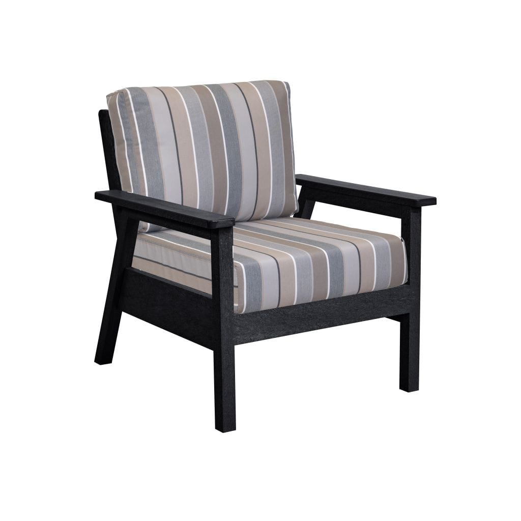 CRP Outdoor Living > Patio Furniture > Deep Seating Black / Milano Char C.R. Plastic Products Tofino Arm Chair with Sunbrella Cushions