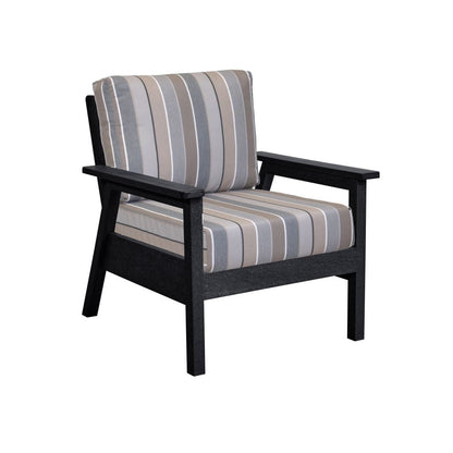 CRP Outdoor Living > Patio Furniture > Deep Seating Black / Milano Char C.R. Plastic Products Tofino Arm Chair with Sunbrella Cushions