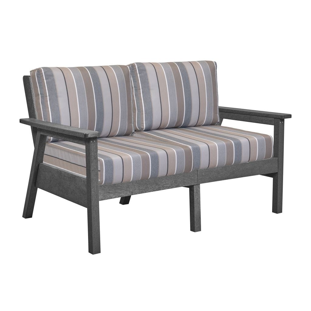 CRP Outdoor Living > Patio Furniture > Deep Seating Black / Milano Char C.R. Plastic Products Tofino Deep Seating  Love Seat with Sunbrella Cushions