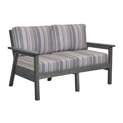 CRP Outdoor Living > Patio Furniture > Deep Seating Black / Milano Char C.R. Plastic Products Tofino Deep Seating  Love Seat with Sunbrella Cushions