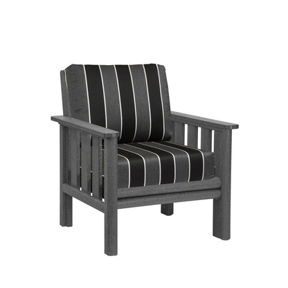 CRP Outdoor Living > Patio Furniture > Deep Seating Black / Peyton Granite C.R. Plastic Products Stratford Deep Seating Arm Chair with Sunbrella Fabric Cushions
