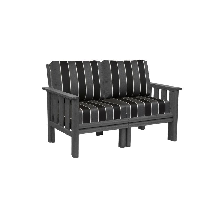CRP Outdoor Living > Patio Furniture > Deep Seating Black / Peyton Granite C.R. Plastic Products Stratford Deep Seating Loveseat with Sunbrella Cushions