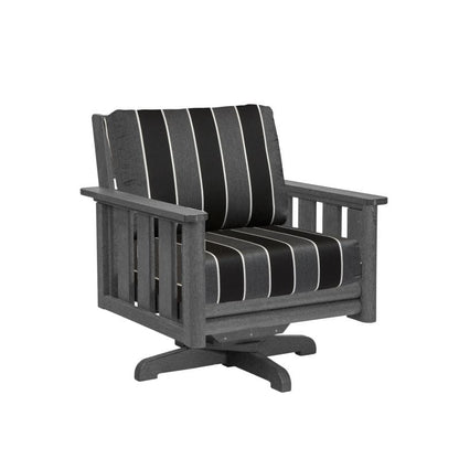 CRP Outdoor Living > Patio Furniture > Deep Seating Black / Peyton Granite C.R. Plastic Products Stratford Deep Seating Swivel Chair with Sunbrella Cushions