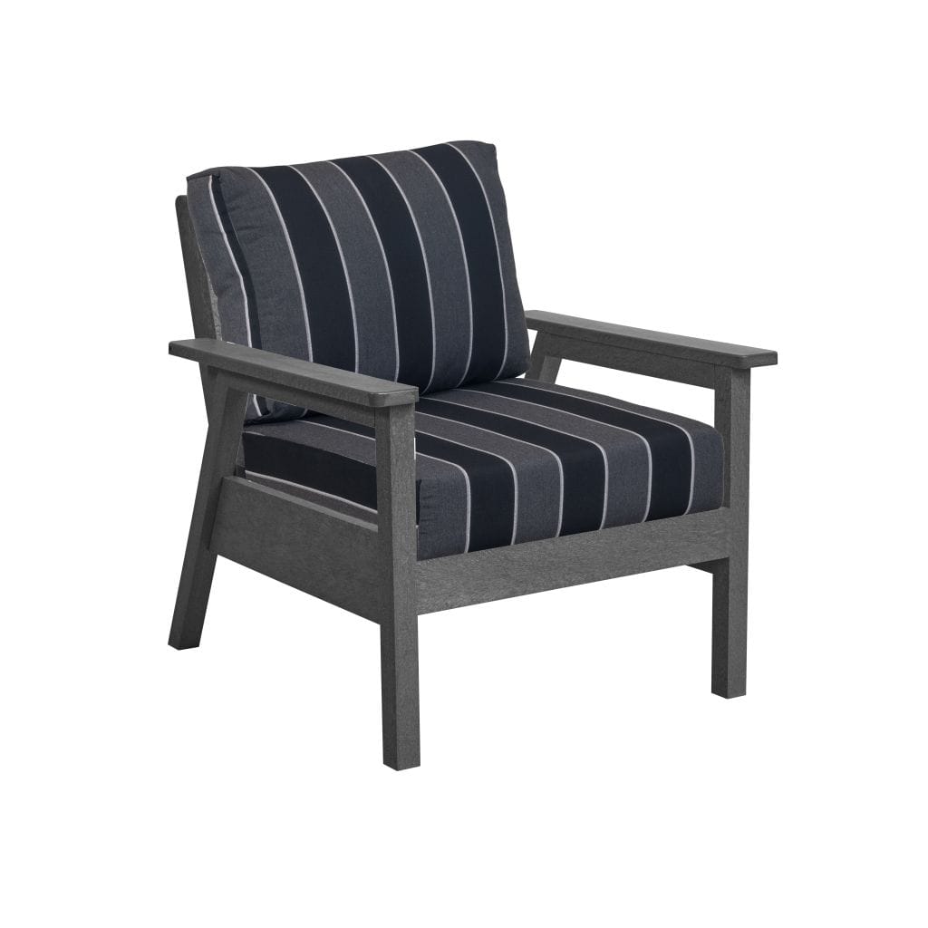 CRP Outdoor Living > Patio Furniture > Deep Seating Black / Peyton Granite C.R. Plastic Products Tofino Arm Chair with Sunbrella Cushions