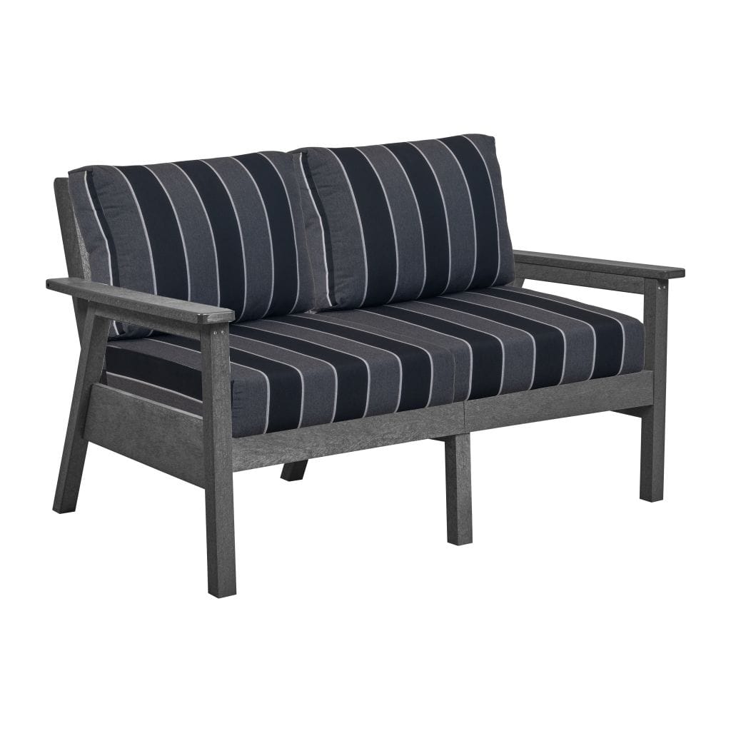 CRP Outdoor Living > Patio Furniture > Deep Seating Black / Peyton Granite C.R. Plastic Products Tofino Deep Seating  Love Seat with Sunbrella Cushions