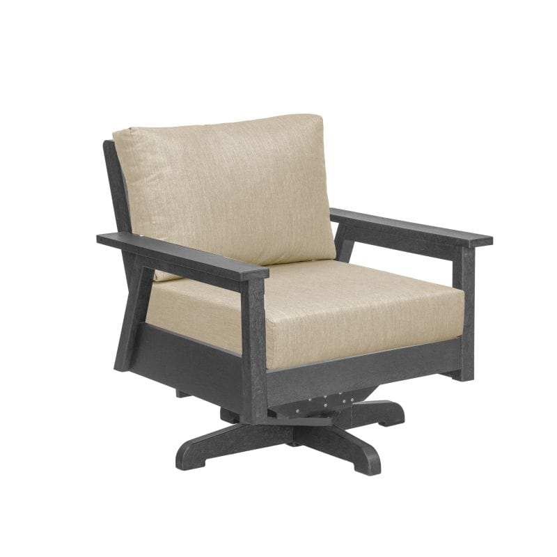 CRP Outdoor Living > Patio Furniture > Deep Seating Slate Grey / Bliss Sand C.R. Plastic Products Tofino Swivel Chair with Sunbrella Cushions