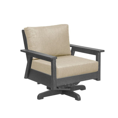 CRP Outdoor Living > Patio Furniture > Deep Seating Slate Grey / Bliss Sand C.R. Plastic Products Tofino Swivel Chair with Sunbrella Cushions