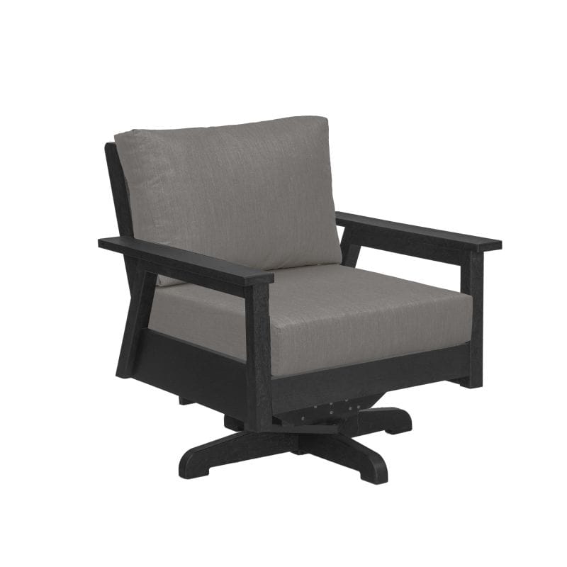 CRP Outdoor Living > Patio Furniture > Deep Seating Slate Grey / Bliss Smoke C.R. Plastic Products Tofino Swivel Chair with Sunbrella Cushions