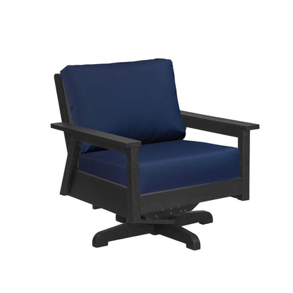 CRP Outdoor Living > Patio Furniture > Deep Seating Slate Grey / Canvas Navy C.R. Plastic Products Tofino Swivel Chair with Sunbrella Cushions