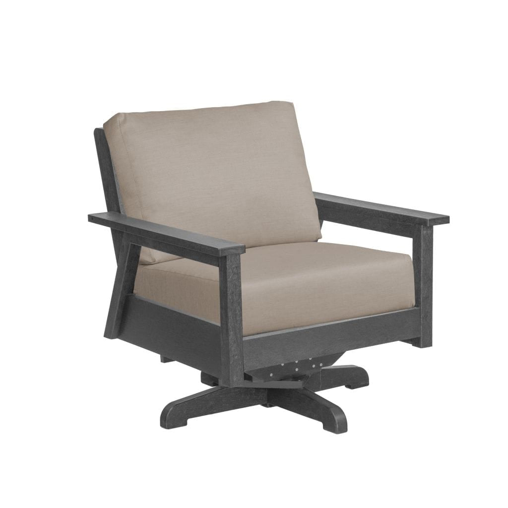 CRP Outdoor Living > Patio Furniture > Deep Seating Slate Grey / Cast Ash C.R. Plastic Products Tofino Swivel Chair with Sunbrella Cushions