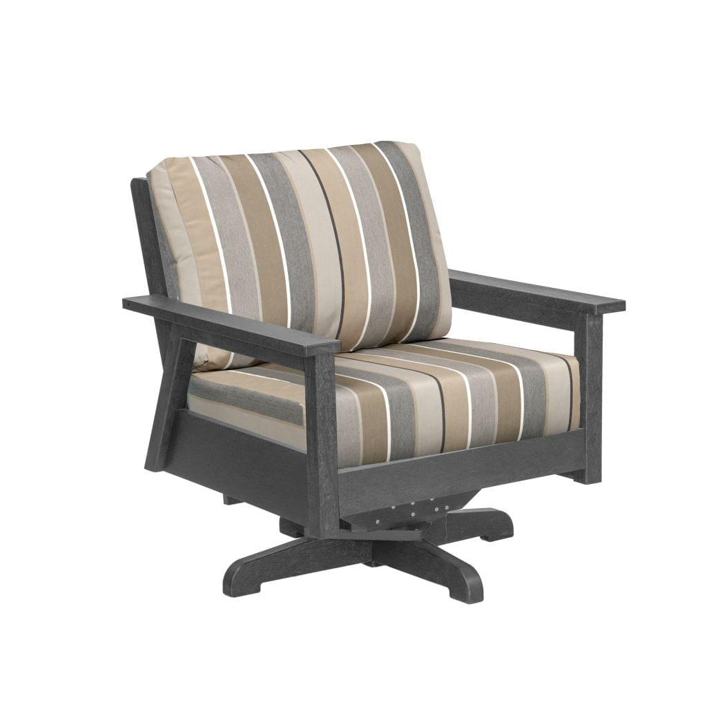 CRP Outdoor Living > Patio Furniture > Deep Seating Slate Grey / Milano Char C.R. Plastic Products Tofino Swivel Chair with Sunbrella Cushions