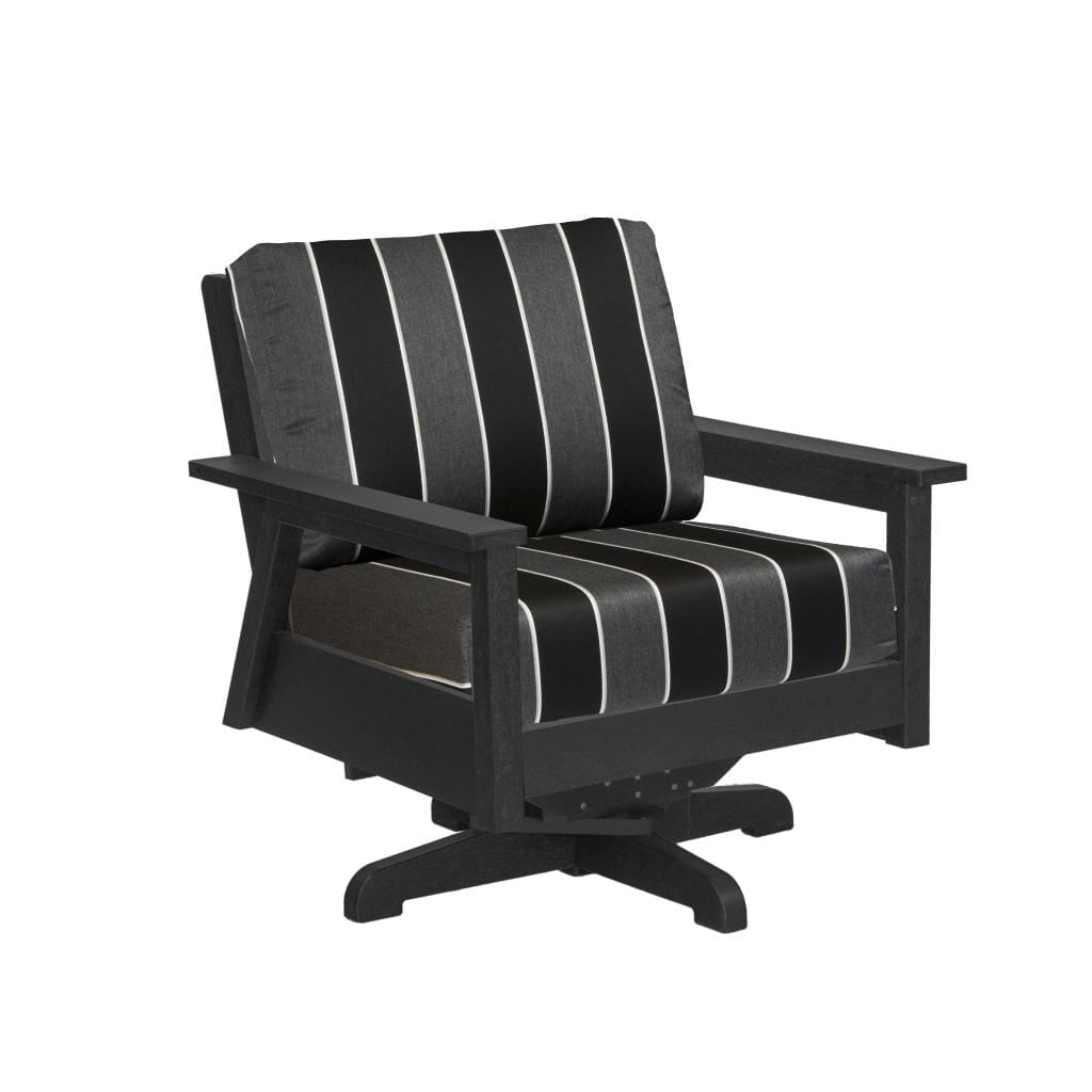 CRP Outdoor Living > Patio Furniture > Deep Seating Slate Grey / Peyton Granite C.R. Plastic Products Tofino Swivel Chair with Sunbrella Cushions