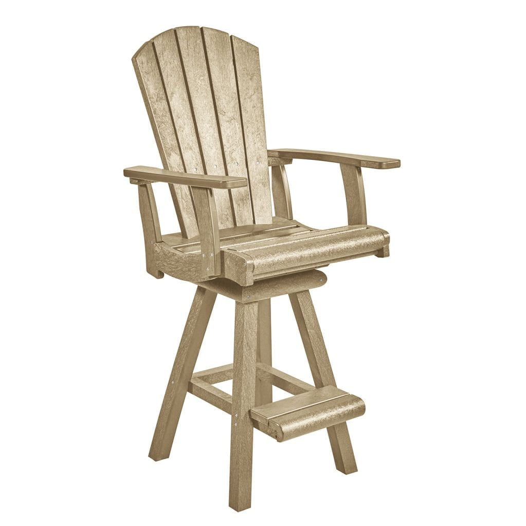 CRP Outdoor Living > Patio Furniture > Dining Beige C.R. Plastic Products Addy Swivel Pub Arm Chair