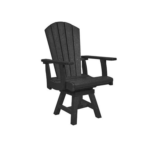 CRP Outdoor Living > Patio Furniture > Dining Black C.R. Plastic Products Addy Swivel Dinning Arm Chair