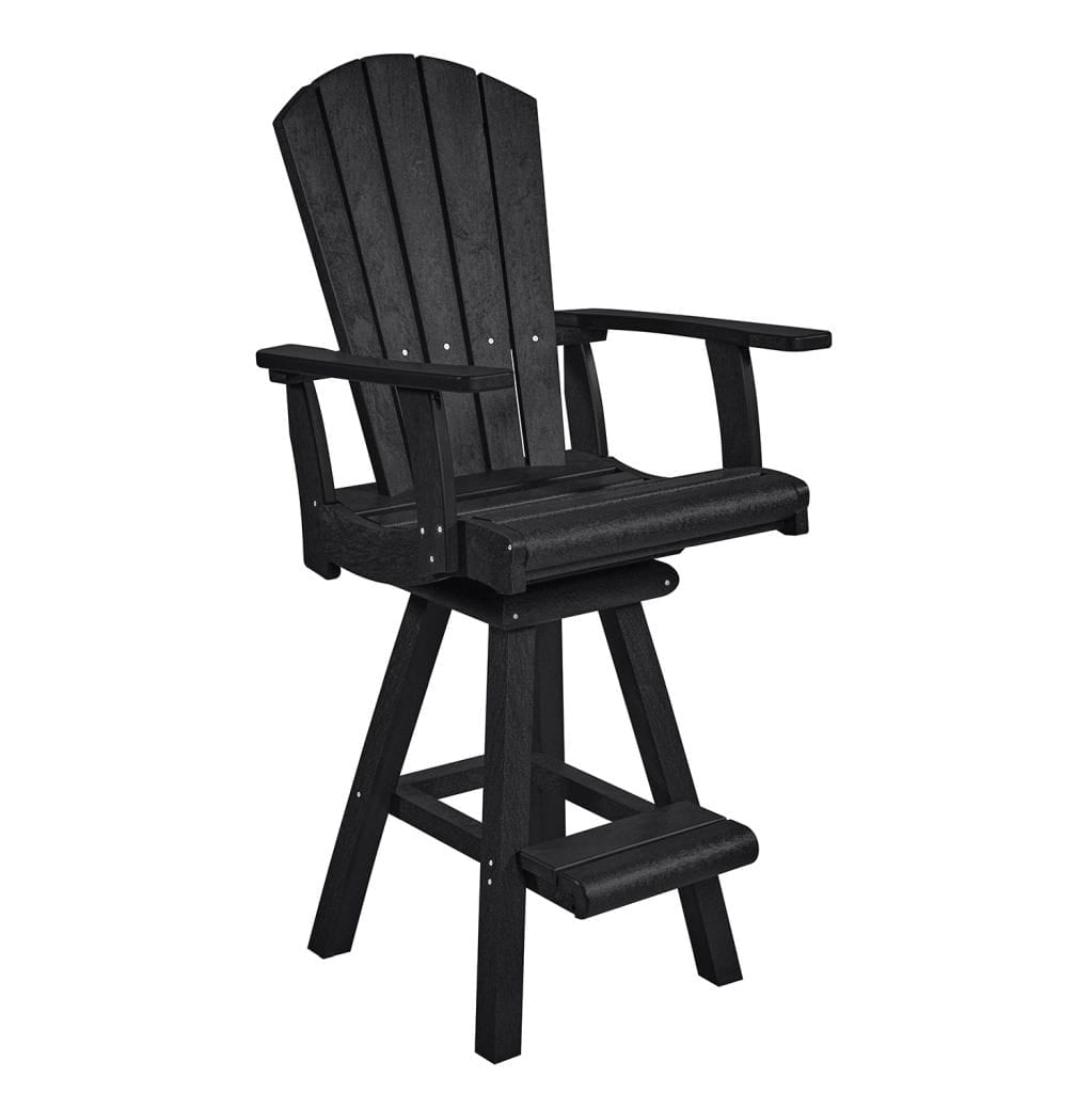CRP Outdoor Living > Patio Furniture > Dining Black C.R. Plastic Products Addy Swivel Pub Arm Chair