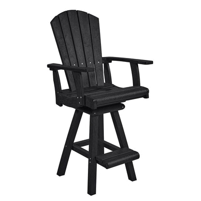 CRP Outdoor Living > Patio Furniture > Dining Black C.R. Plastic Products Addy Swivel Pub Arm Chair
