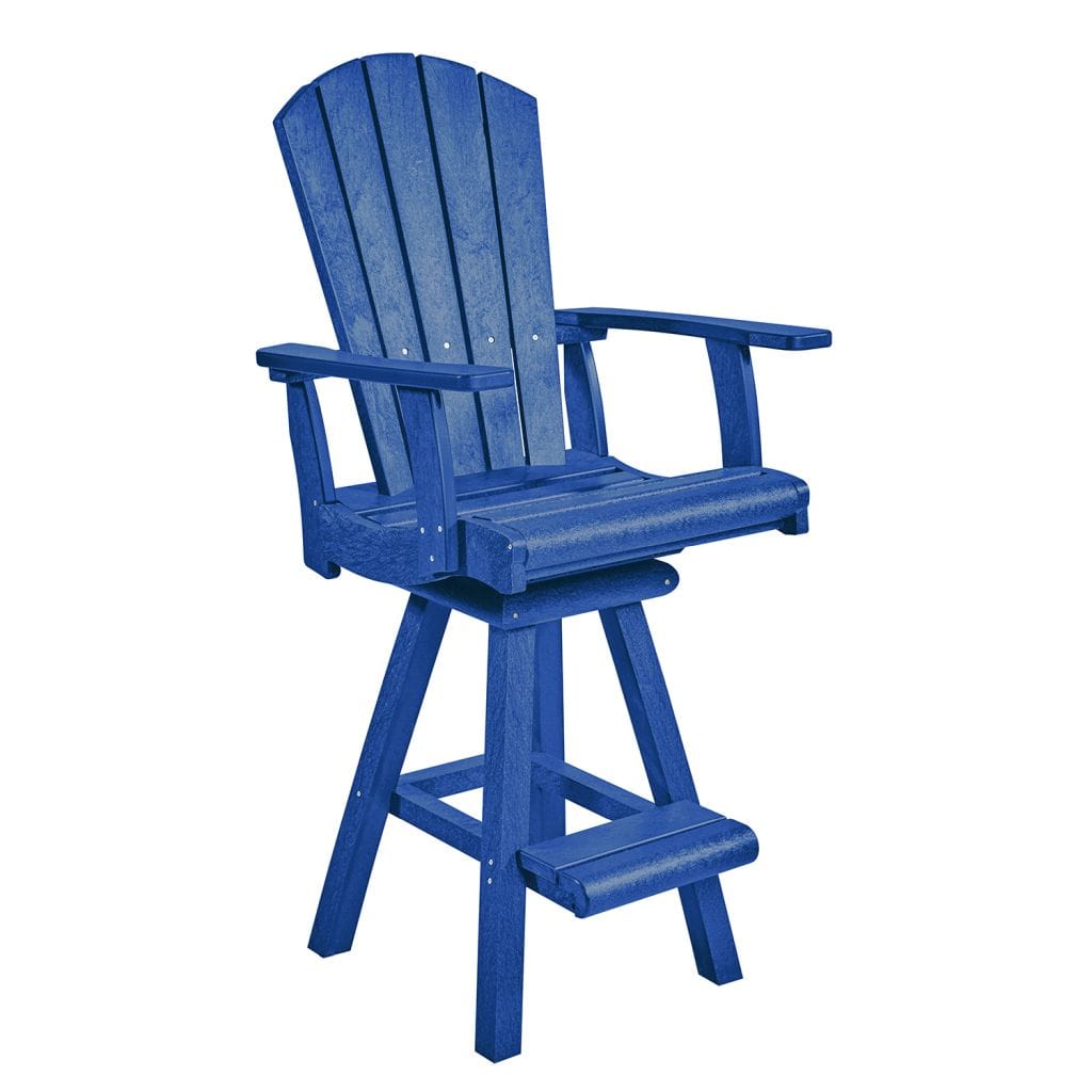CRP Outdoor Living > Patio Furniture > Dining Blue C.R. Plastic Products Addy Swivel Pub Arm Chair