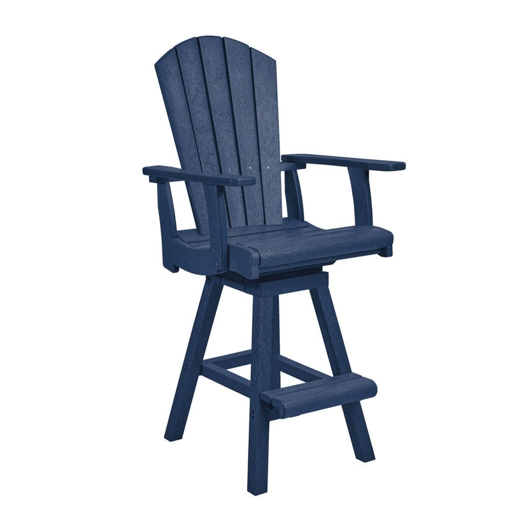 CRP Outdoor Living > Patio Furniture > Dining Navy C.R. Plastic Products Addy Swivel Pub Arm Chair