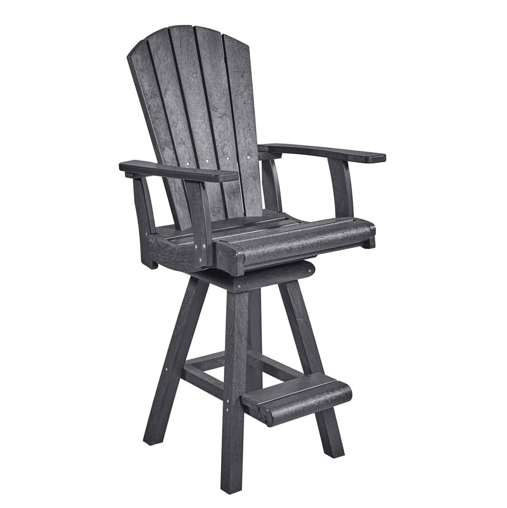 CRP Outdoor Living > Patio Furniture > Dining Slate Grey C.R. Plastic Products Addy Swivel Pub Arm Chair