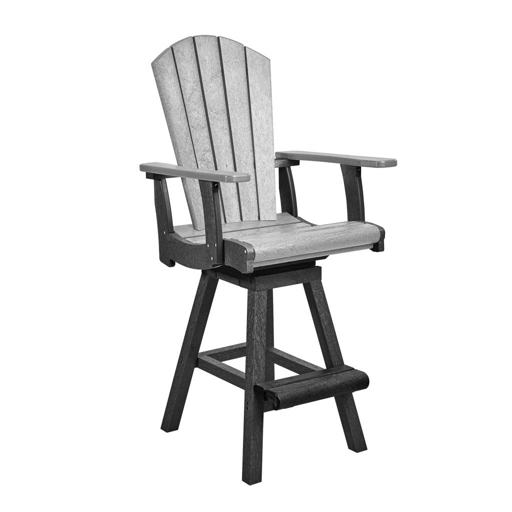CRP Outdoor Living > Patio Furniture > Dining Slate Grey / Light Grey Two Tone C.R. Plastic Products Addy Swivel Pub Arm Chair