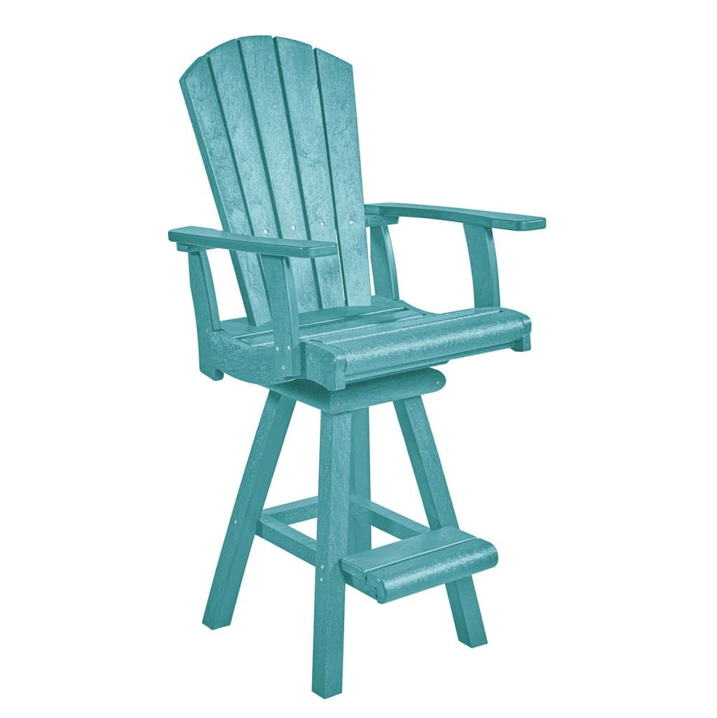 CRP Outdoor Living > Patio Furniture > Dining Turquoise C.R. Plastic Products Addy Swivel Pub Arm Chair