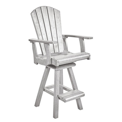 CRP Outdoor Living > Patio Furniture > Dining White C.R. Plastic Products Addy Swivel Pub Arm Chair